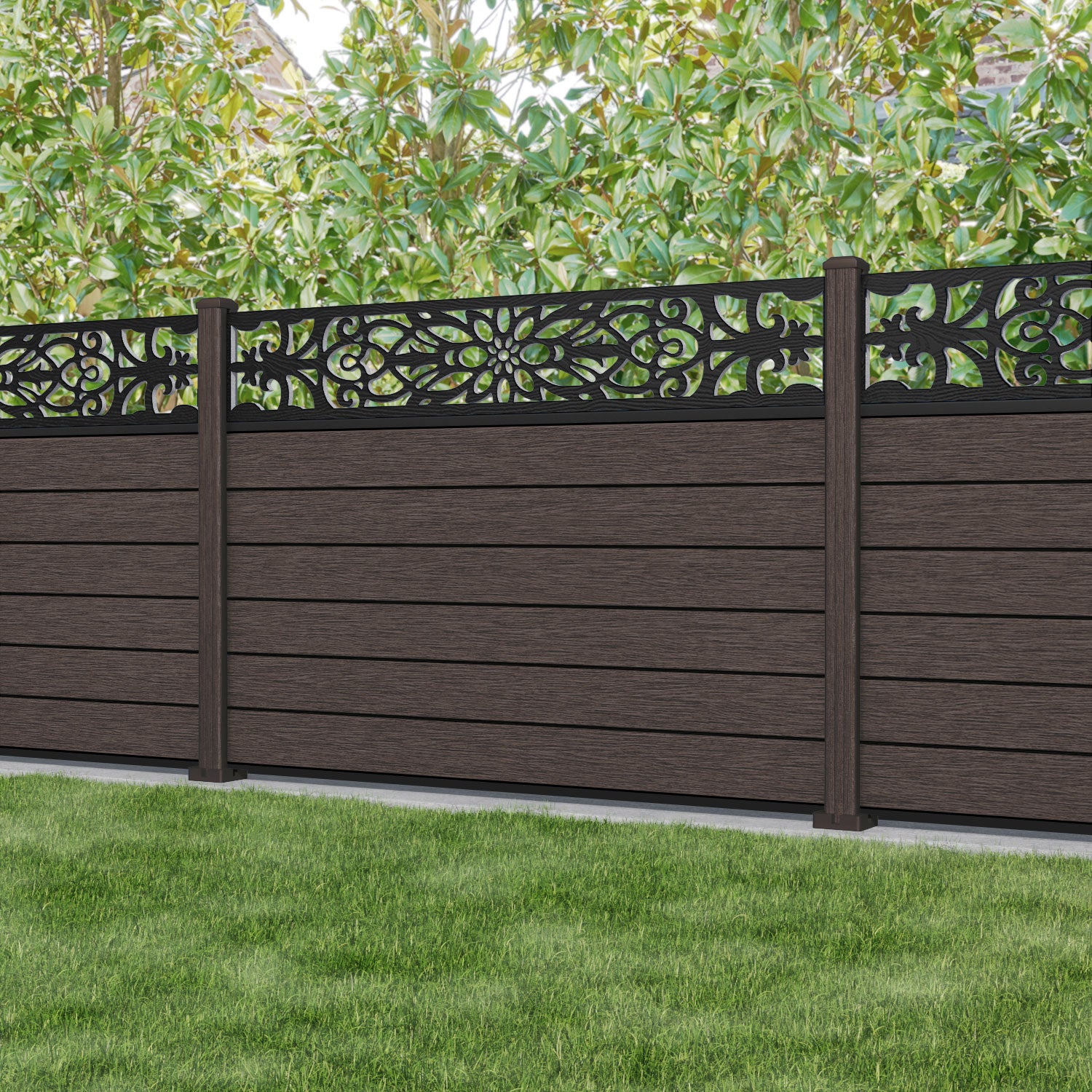 Fusion Windsor Fence Panel - Mid Brown - with our composite posts