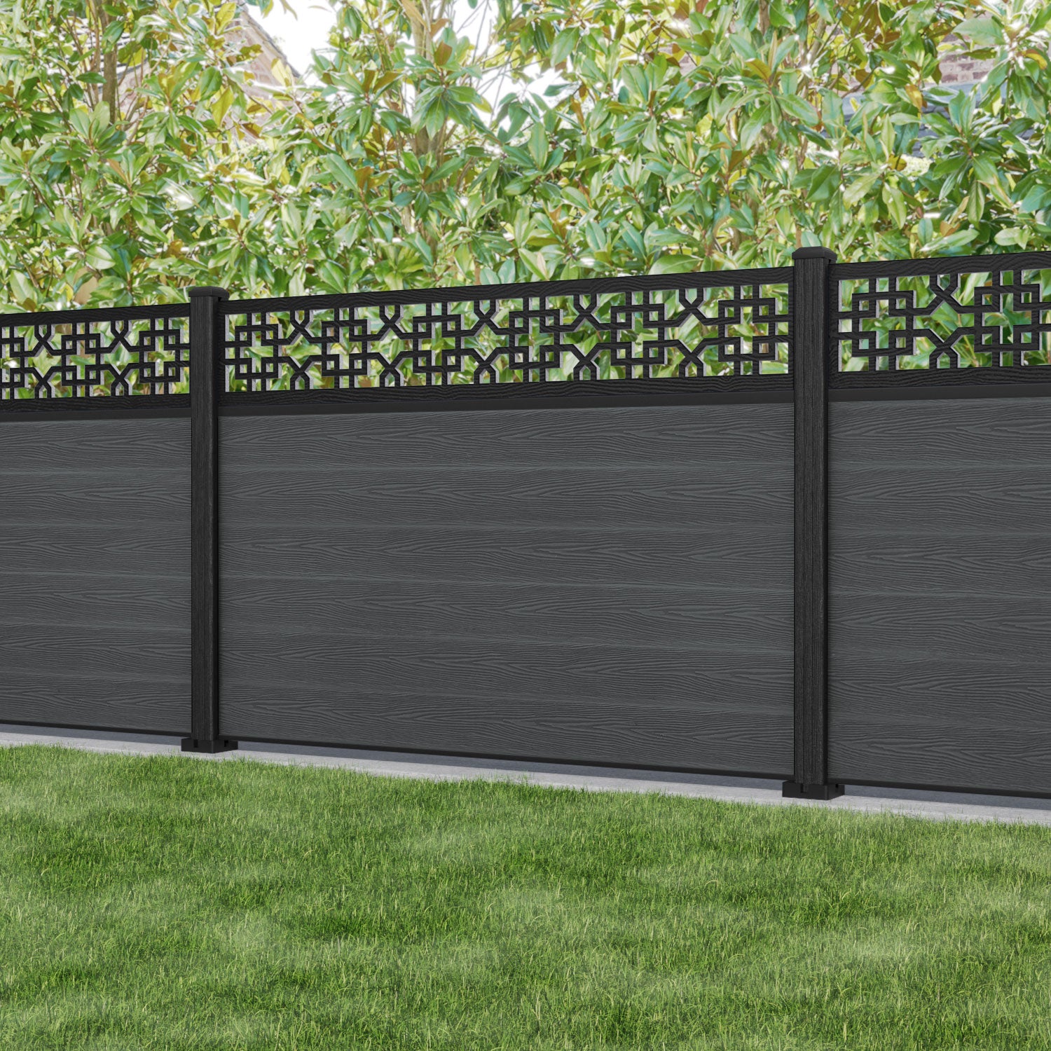 Classic Zaria Fence Panel - Dark Grey - with our composite posts