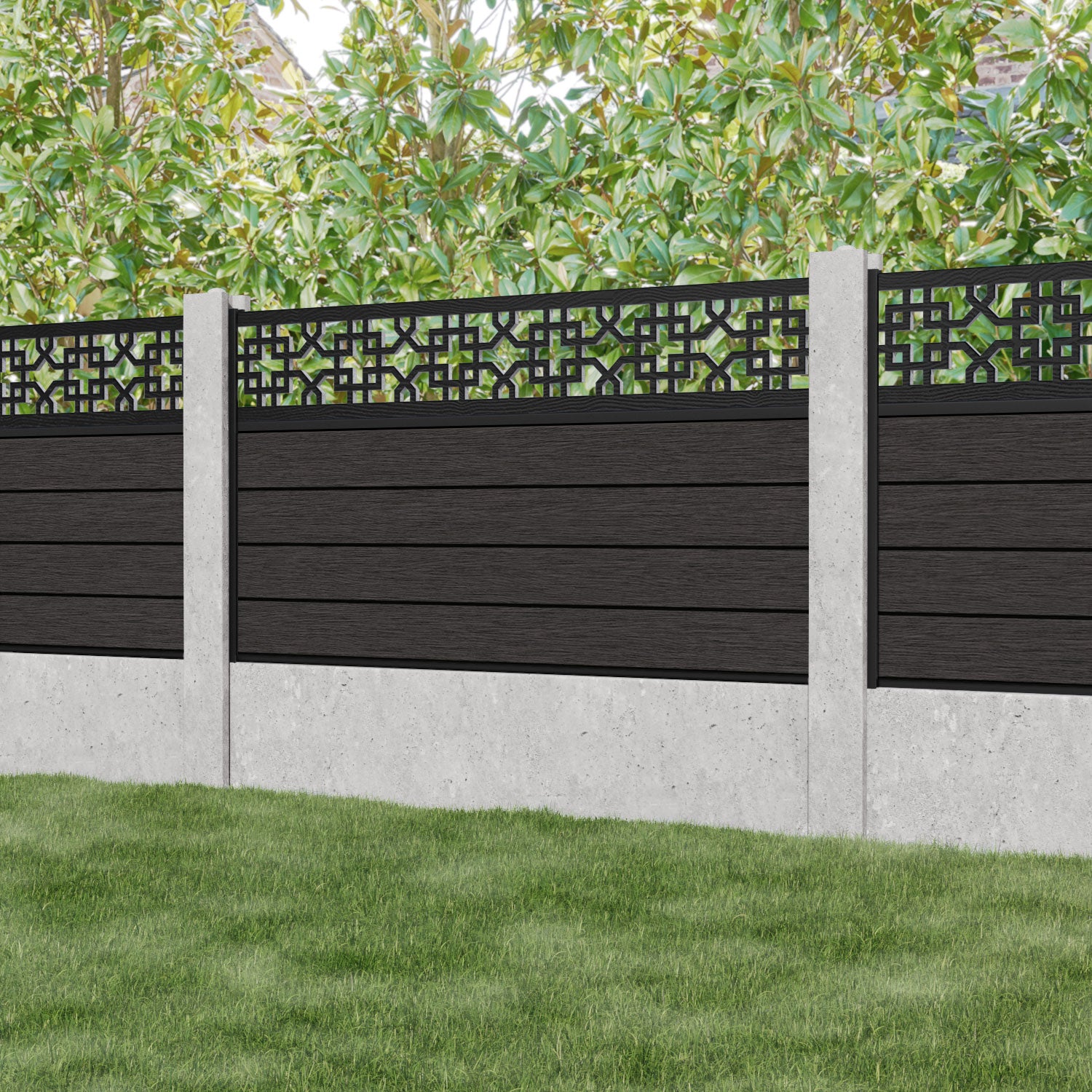 Fusion Zaria Fence Panel - Dark Oak - for existing concrete posts