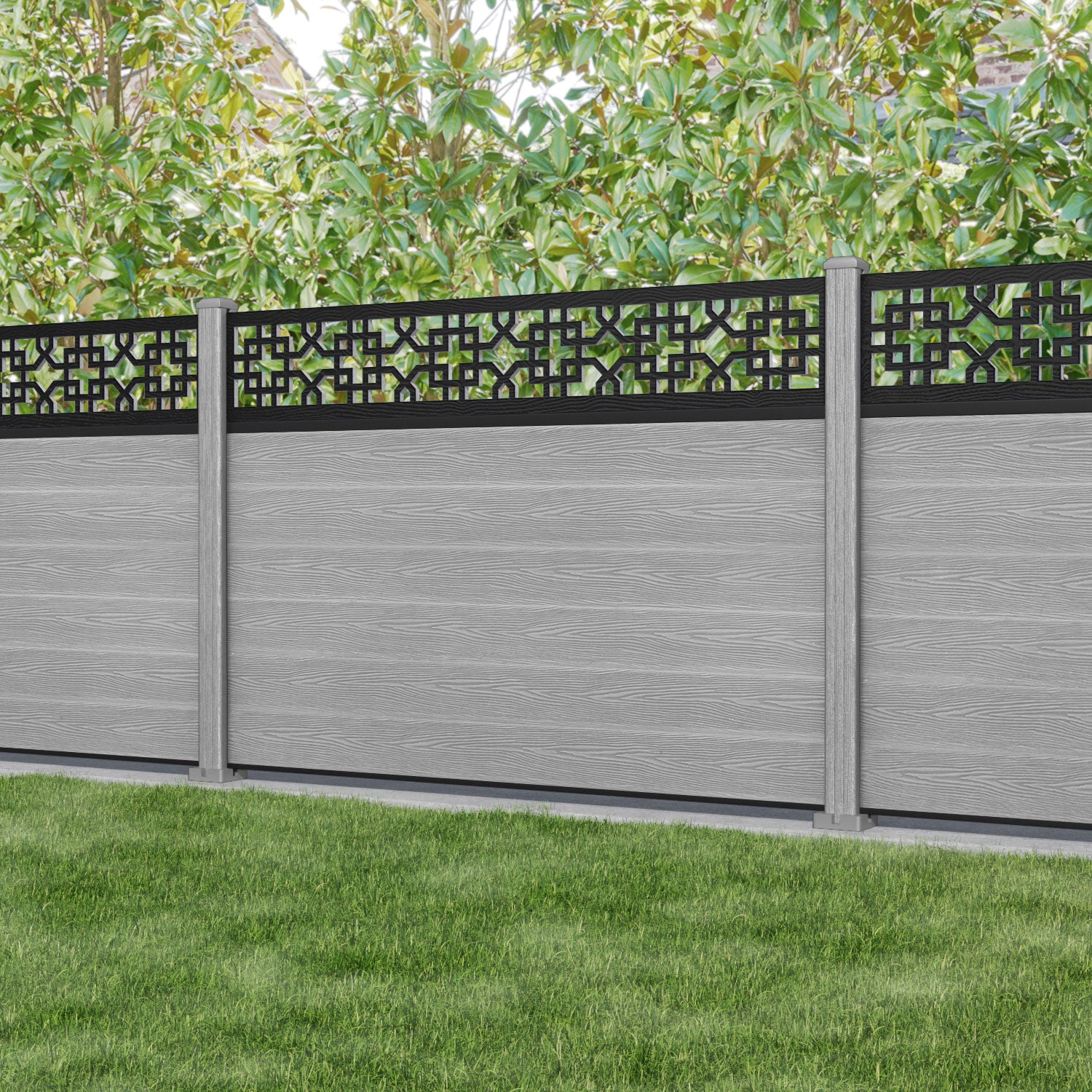 Classic Zaria Fence Panel - Light Grey - with our composite posts