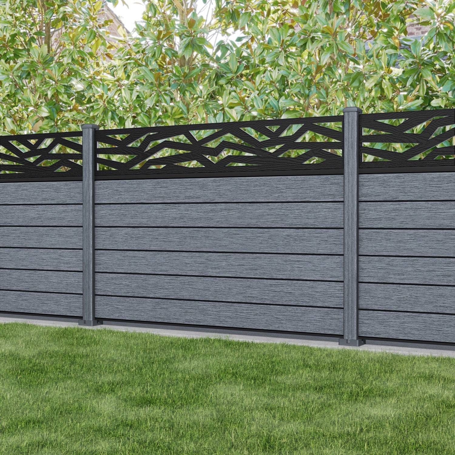 Fusion Zenith Fence Panel - Anthracite - with our composite posts