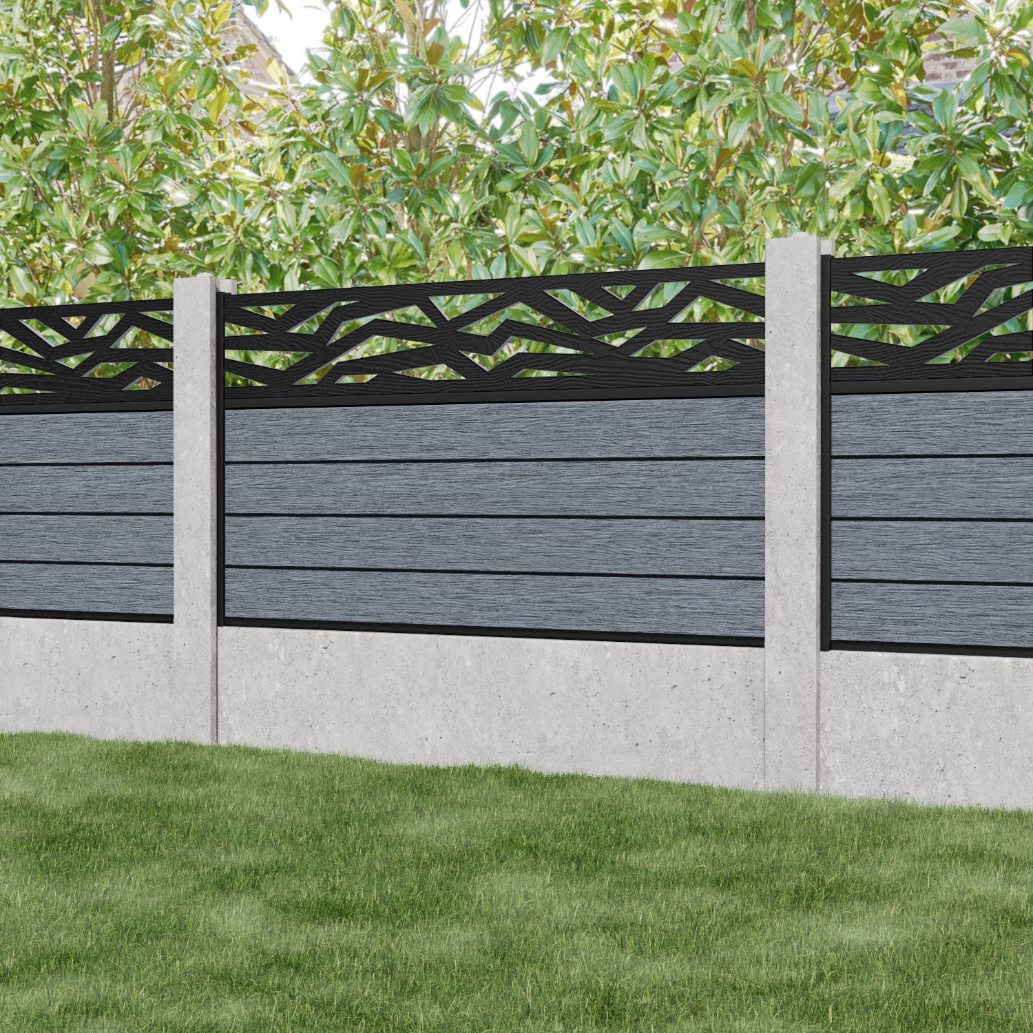 Fusion Zenith Fence Panel - Anthracite - for existing concrete posts