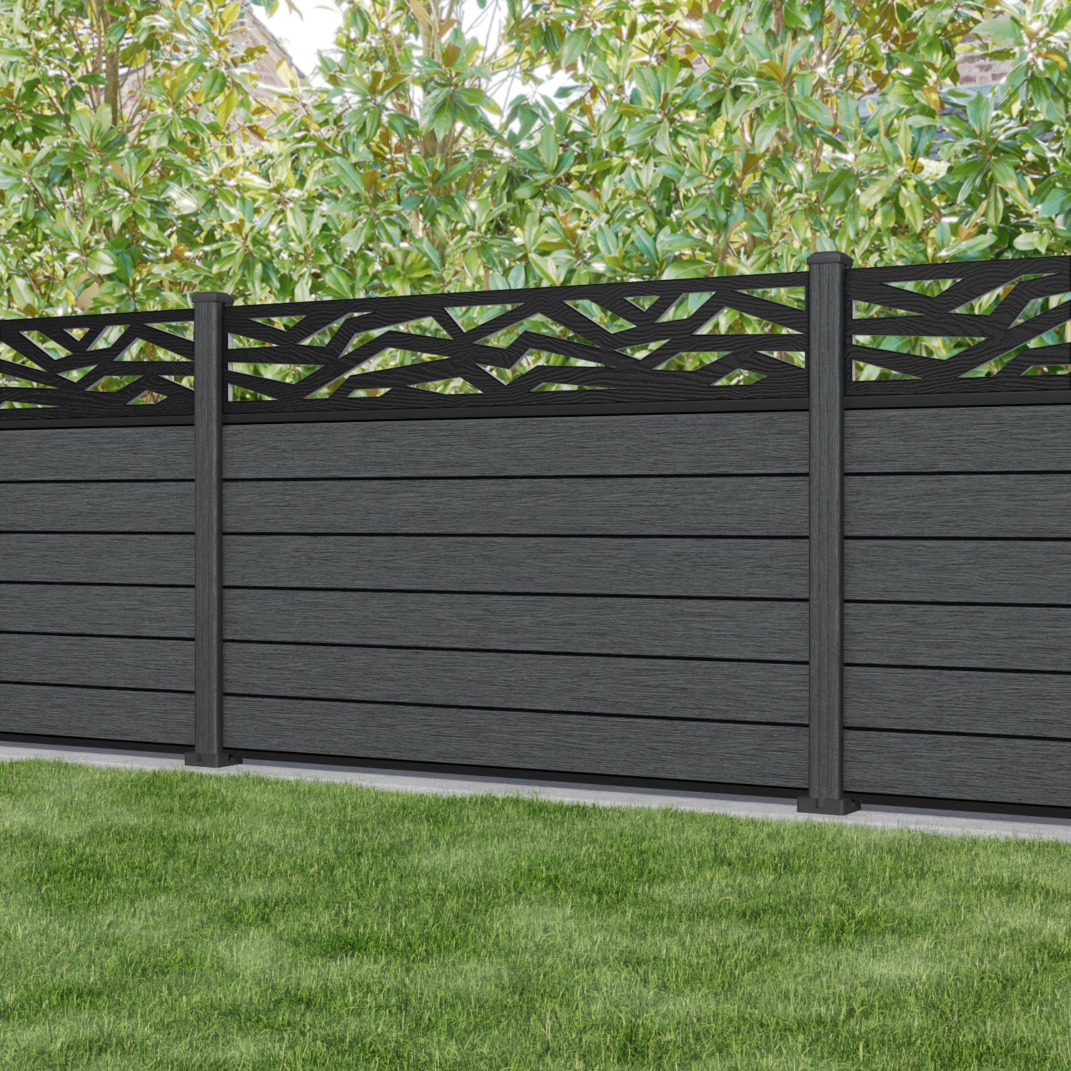 Fusion Zenith Fence Panel - Dark Grey - with our composite posts
