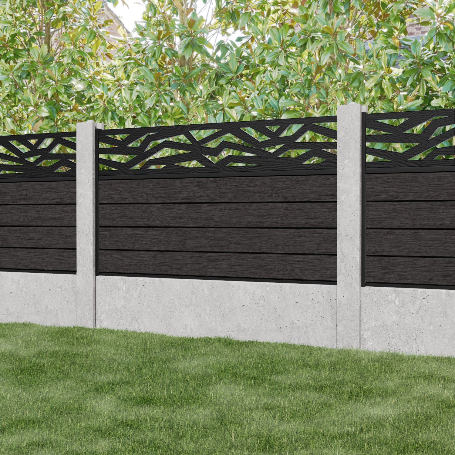 Fusion Zenith Fence Panel - Dark Oak - for existing concrete posts