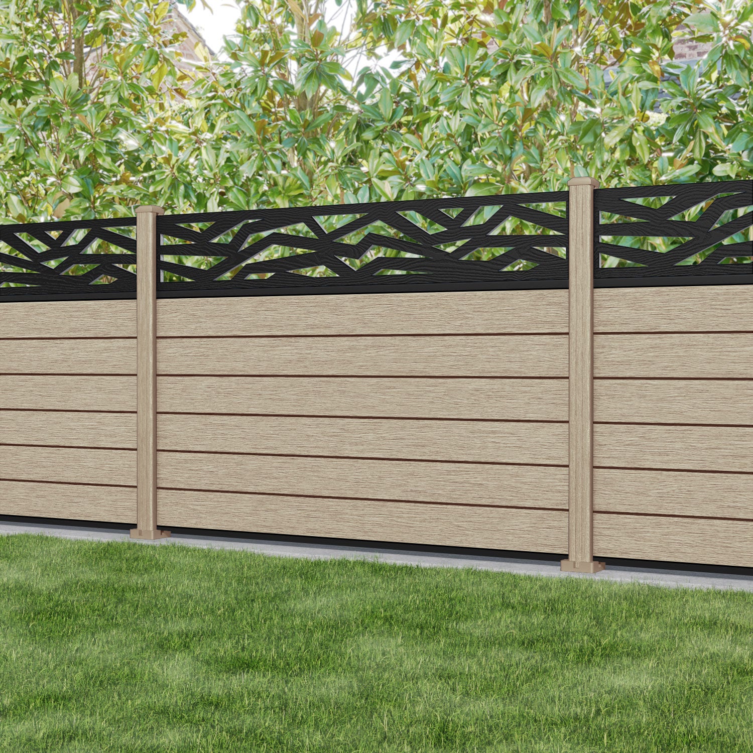 Fusion Zenith Fence Panel - Light Oak - with our composite posts