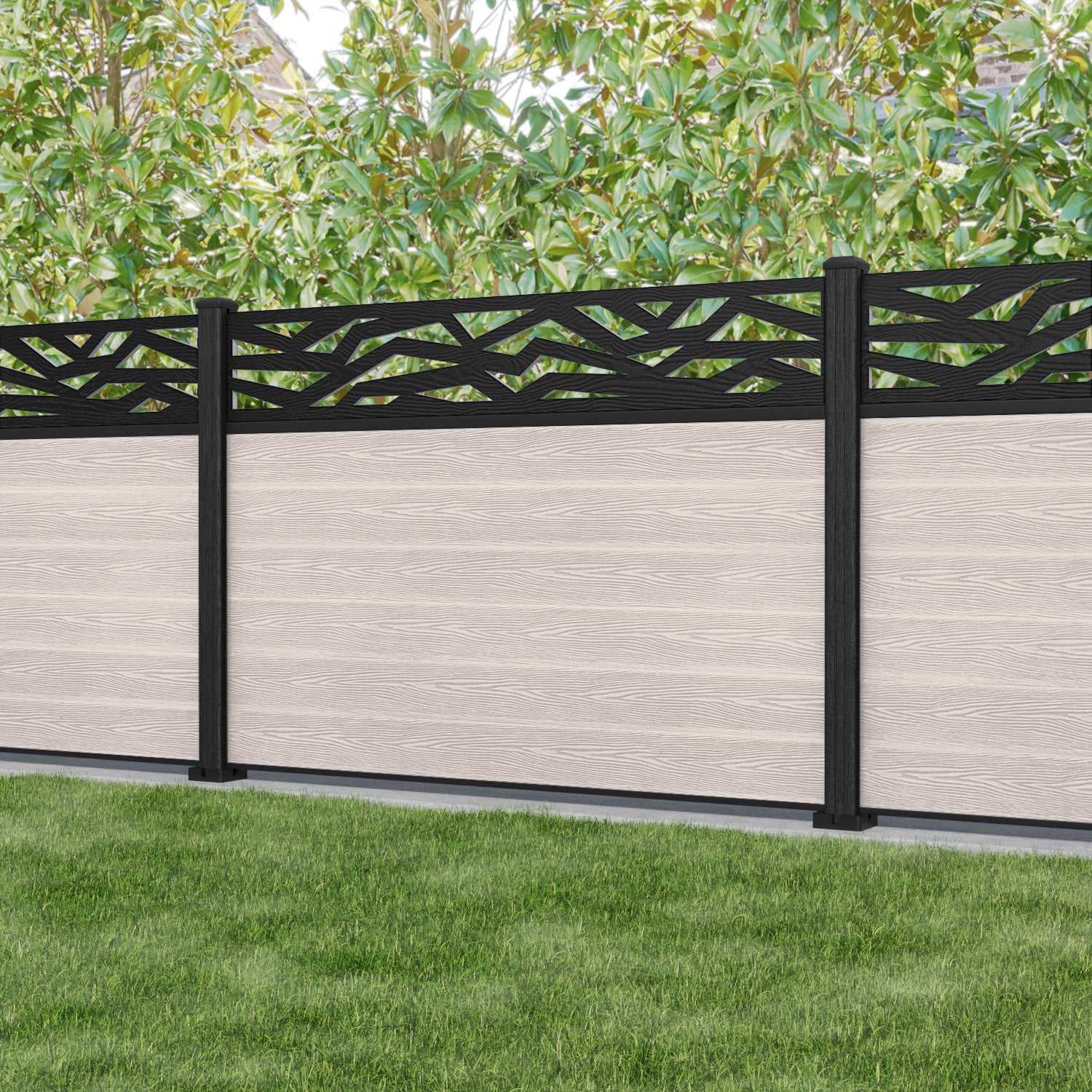Classic Zenith Fence Panel - Mid Stone - with our composite posts