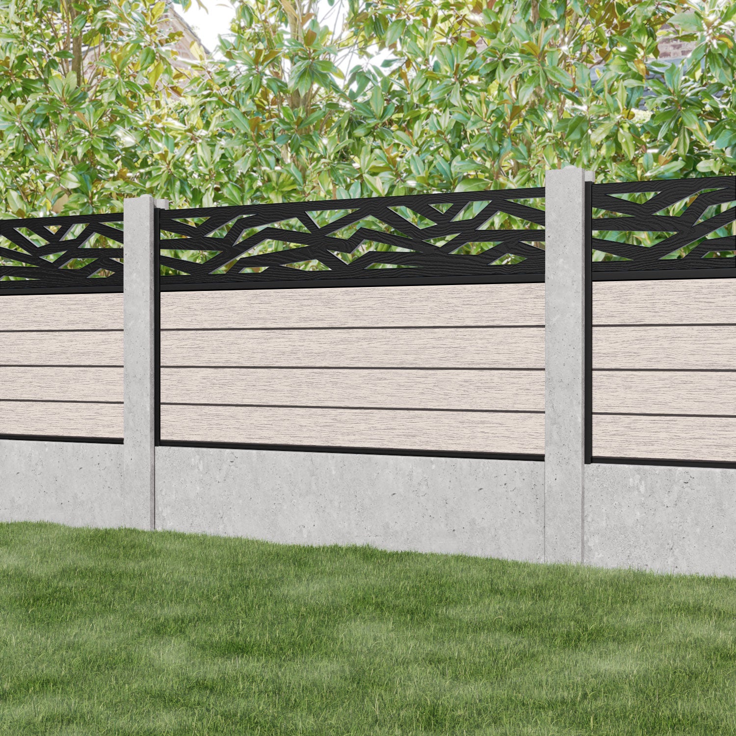 Fusion Zenith Fence Panel - Mid Stone - for existing concrete posts