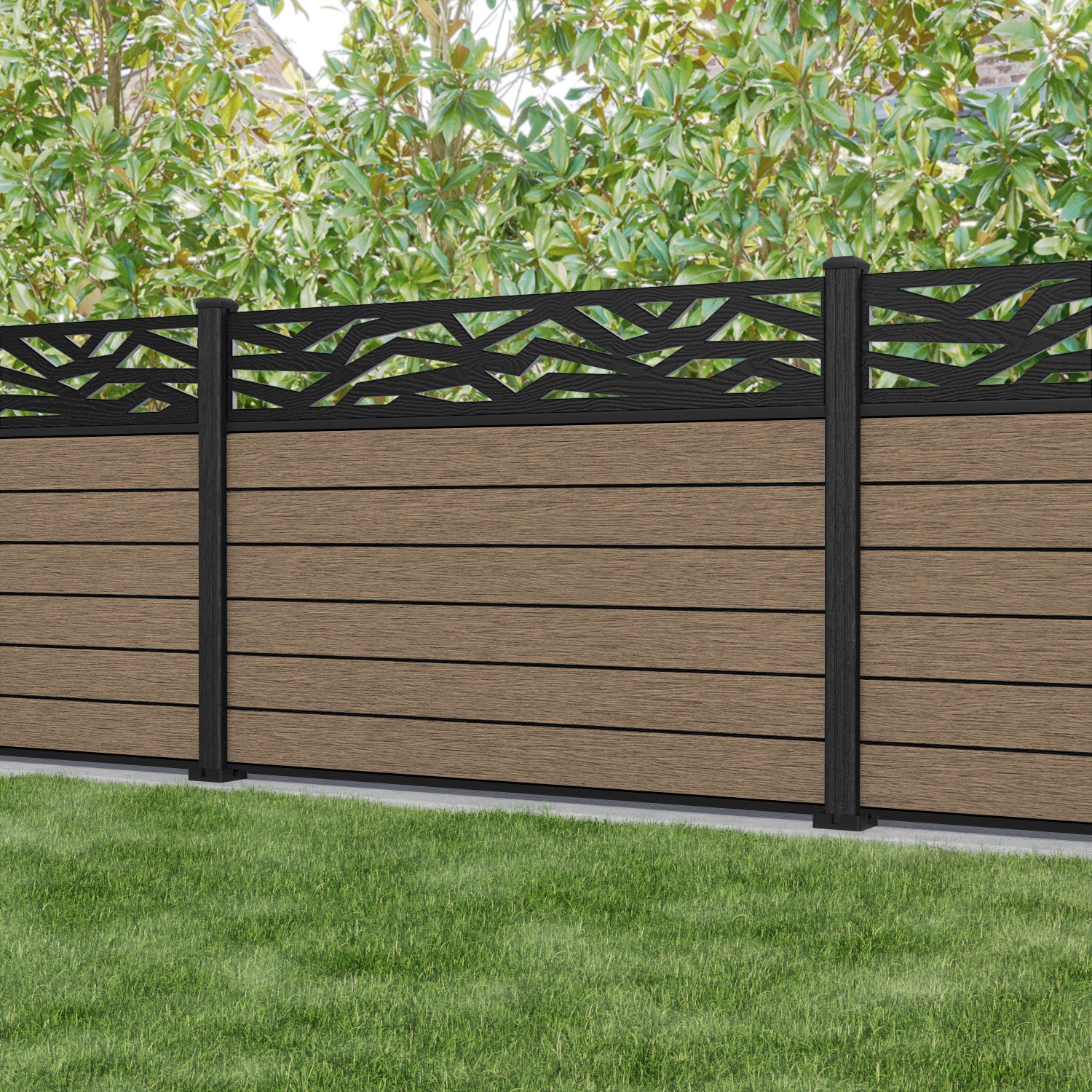 Fusion Zenith Fence Panel - Teak - with our composite posts