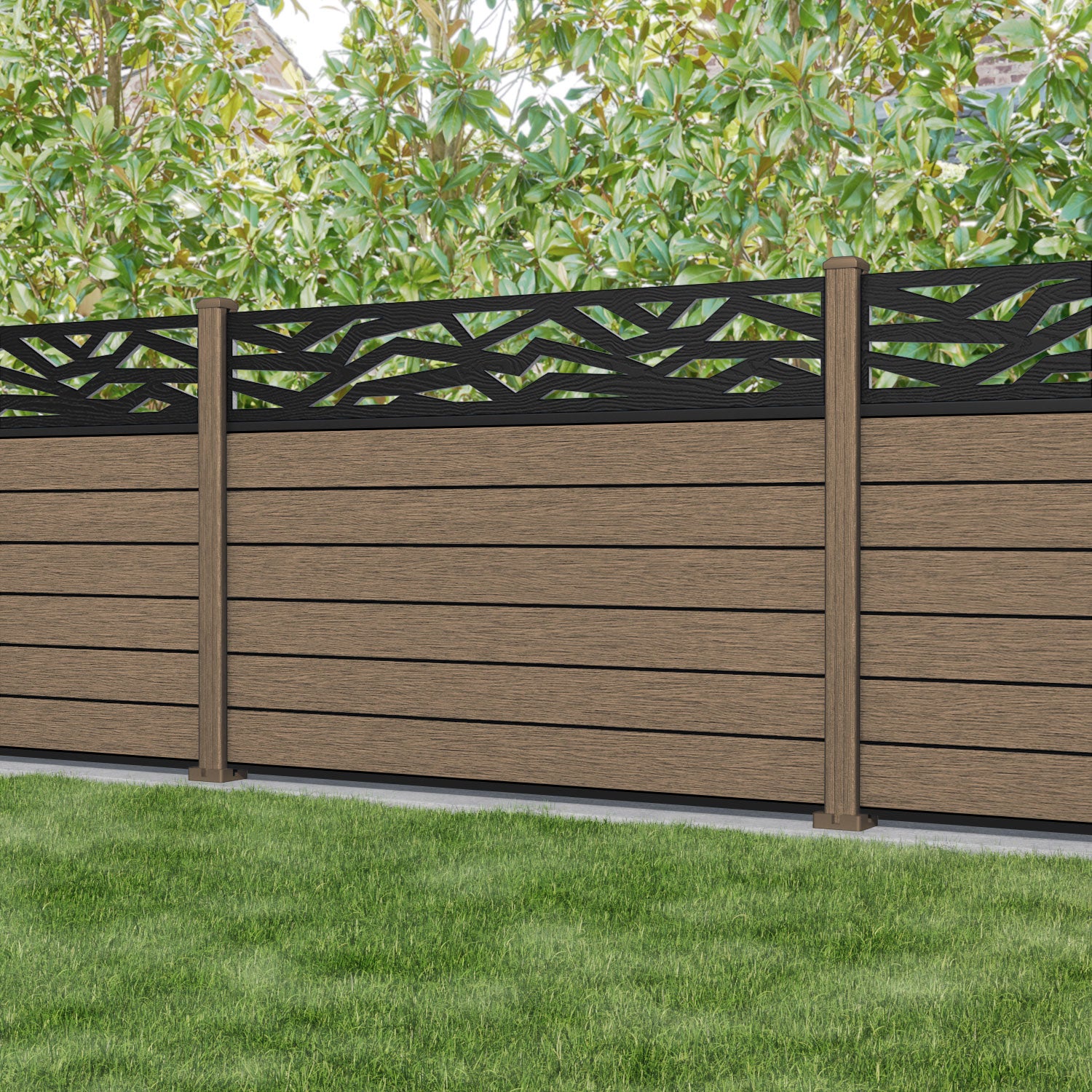 Fusion Zenith Fence Panel - Teak - with our composite posts
