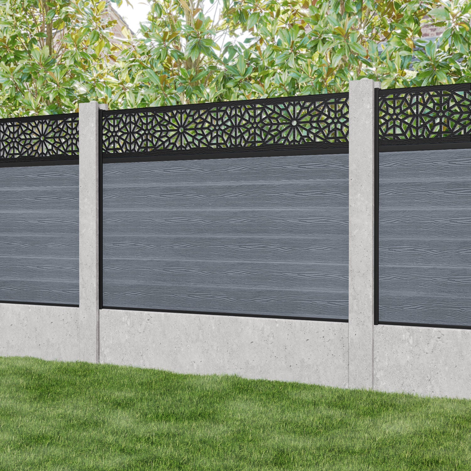Classic Alnara Fence Panel - Anthracite - for existing concrete posts