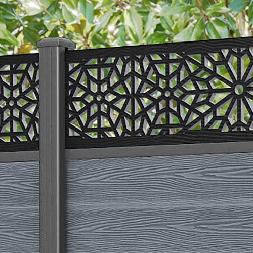 Classic Alnara Fence Panel - Anthracite - with our aluminium posts