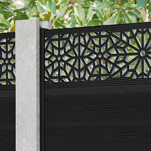 Classic Alnara Fence Panel - Black - for existing concrete posts