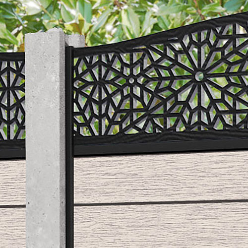 Fusion Alnara Curved Top Fence Panel - Mid Stone - for existing concrete posts