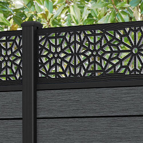 Fusion Alnara Fence Panel - Dark Grey - with our aluminium posts