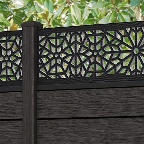 Fusion Alnara Fence Panel - Dark Oak - with our composite posts