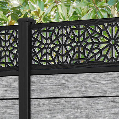 Fusion Alnara Fence Panel - Light Grey - with our aluminium posts