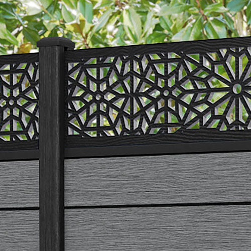 Fusion Alnara Fence Panel - Mid Grey - with our composite posts
