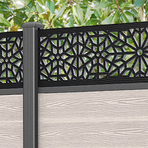 Classic Alnara Fence Panel - Mid Stone - with our aluminium posts