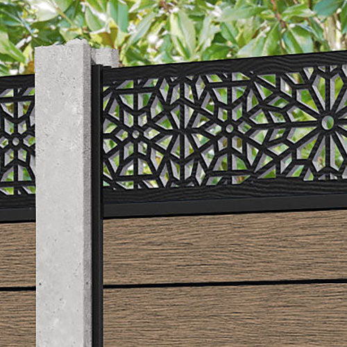Fusion Alnara Fence Panel - Teak - for existing concrete posts
