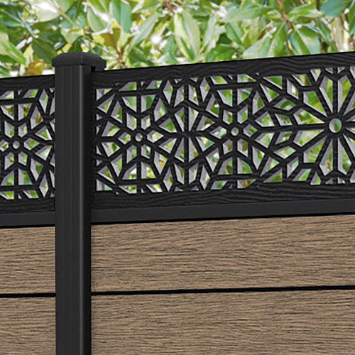Fusion Alnara Fence Panel - Teak - with our aluminium posts