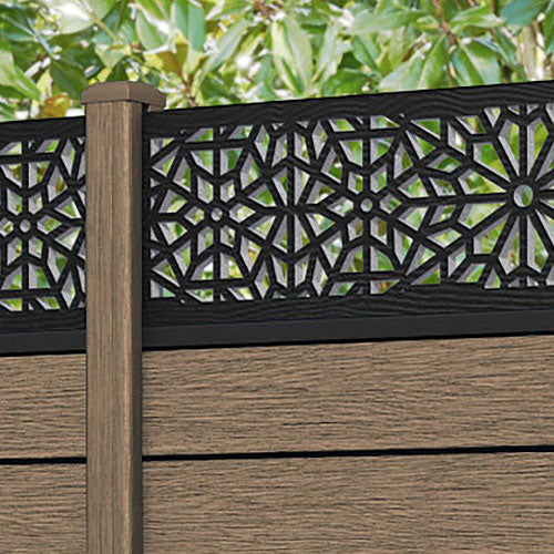 Fusion Alnara Fence Panel - Teak - with our composite posts