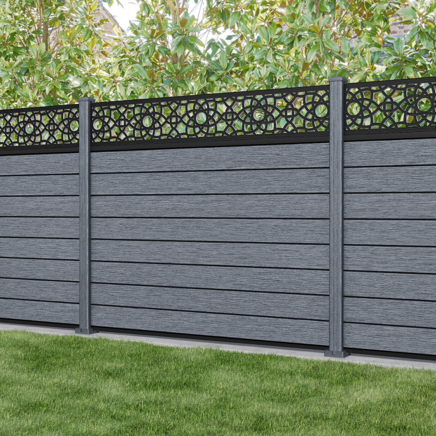 Fusion Ambar Fence Panel - Anthracite - with our composite posts