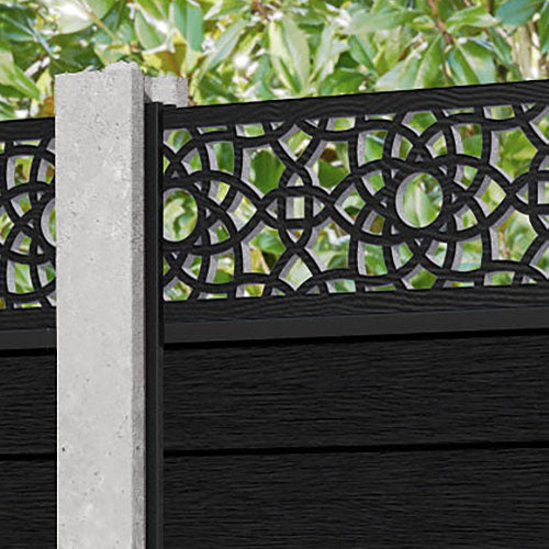 Fusion Ambar Fence Panel - Black - for existing concrete posts