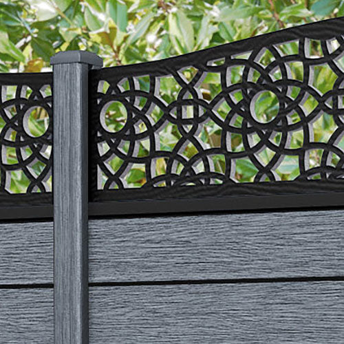 Fusion Ambar Curved Top Fence Panel - Anthracite - with our composite posts