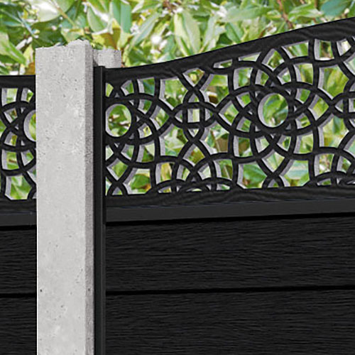 Fusion Ambar Curved Top Fence Panel - Black - for existing concrete posts