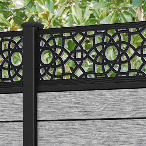 Fusion Ambar Fence Panel - Light Grey - with our aluminium posts