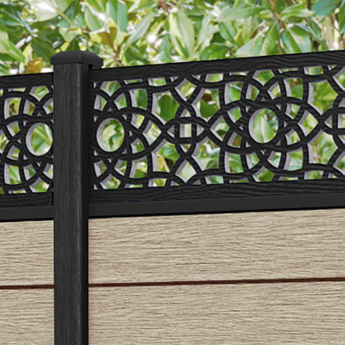 Fusion Ambar Fence Panel - Light Oak - with our composite posts