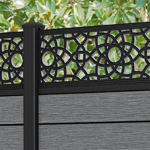 Fusion Ambar Fence Panel - Mid Grey - with our aluminium posts