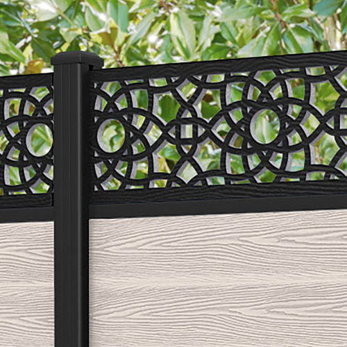 Classic Ambar Fence Panel - Mid Stone - with our aluminium posts