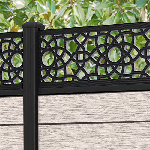 Fusion Ambar Fence Panel - Mid Stone - with our aluminium posts