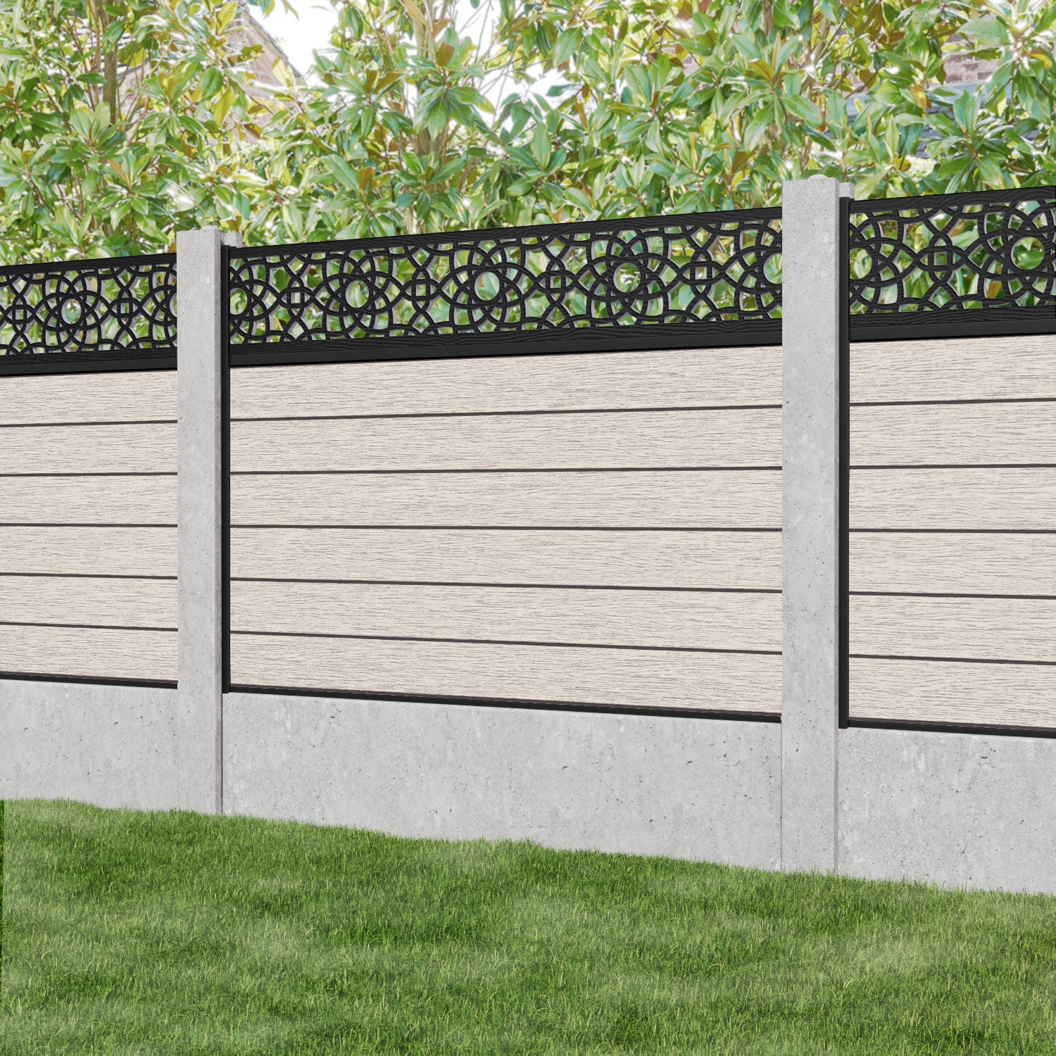 Fusion Ambar Fence Panel - Mid Stone - for existing concrete posts