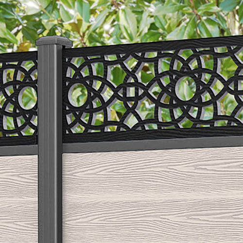 Classic Ambar Fence Panel - Mid Stone - with our aluminium posts
