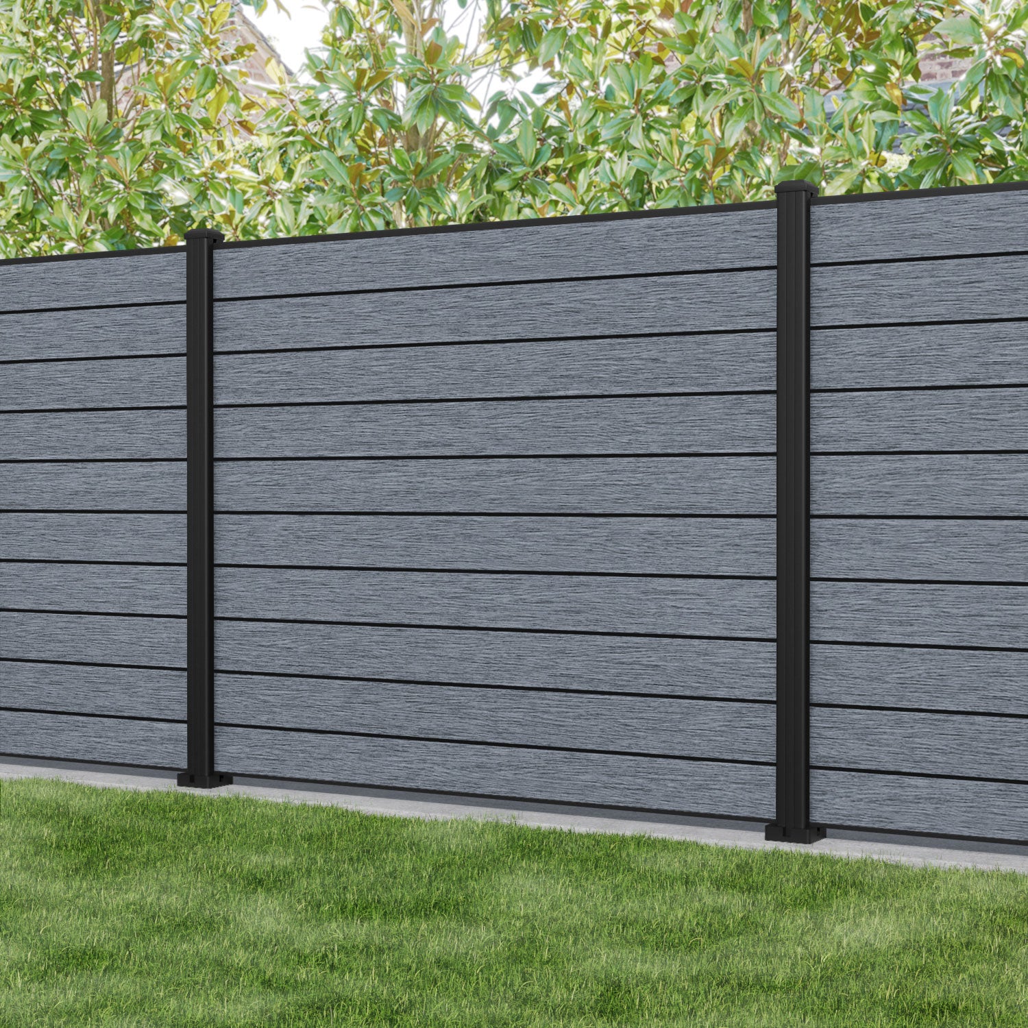 Fusion Fence Panel - Anthracite - with our aluminium posts