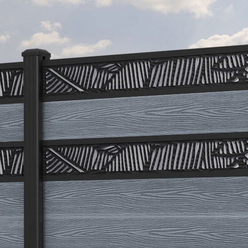 Classic Feather Split Screen Fence Panel - Anthracite - with our aluminium posts