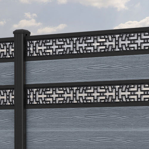 Classic Kumo Split Screen Fence Panel - Anthracite - with our aluminium posts