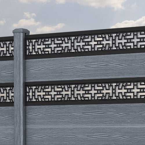 Classic Kumo Split Screen Fence Panel - Anthracite - with our composite posts