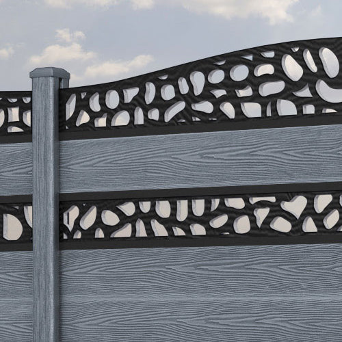 Classic Pebble Curved Top Split Screen Fence Panel - Anthracite - with our composite posts
