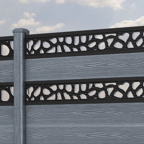 Classic Pebble Split Screen Fence Panel - Anthracite - with our composite posts