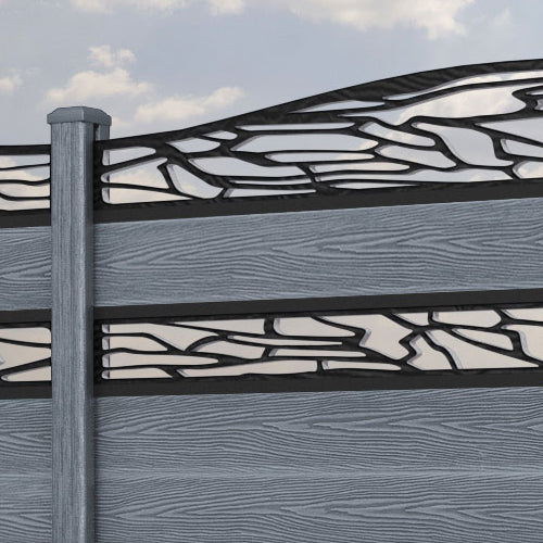 Classic Shatter Curved Top Split Screen Fence Panel - Anthracite - with our composite posts