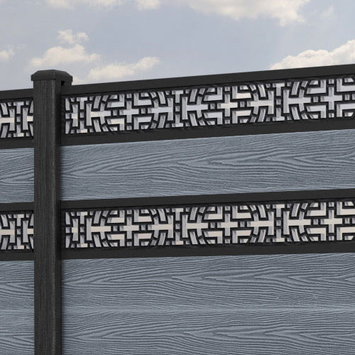 Classic Kumo Split Screen Fence Panel - Anthracite - with our composite posts