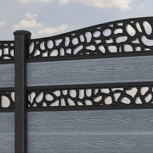 Classic Pebble Curved Top Split Screen Fence Panel - Anthracite - with our composite posts