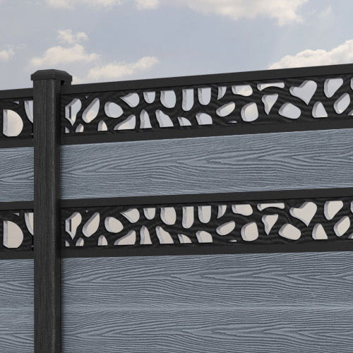 Classic Pebble Split Screen Fence Panel - Anthracite - with our composite posts