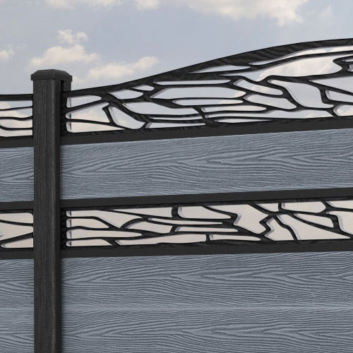 Classic Shatter Curved Top Split Screen Fence Panel - Anthracite - with our composite posts