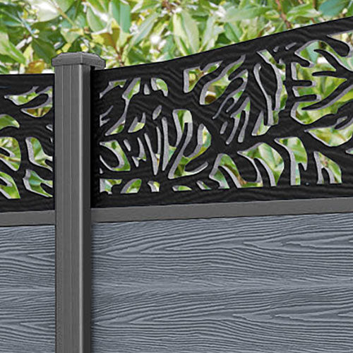 Classic Botanic Curved Top Fence Panel - Anthracite - with our aluminium posts