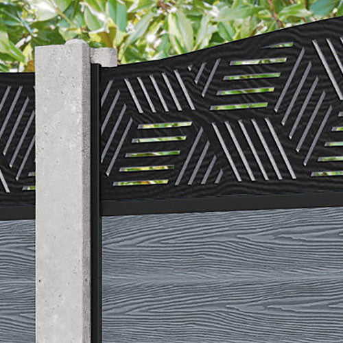 Classic Cubed Curved Top Fence Panel - Anthracite - for existing concrete posts