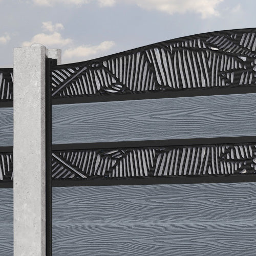 Classic Feather Curved Top Split Screen Fence Panel - Anthracite - for existing concrete posts